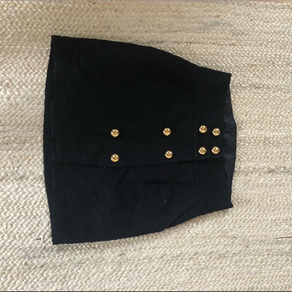 Black high waisted wool mini skirt size 6